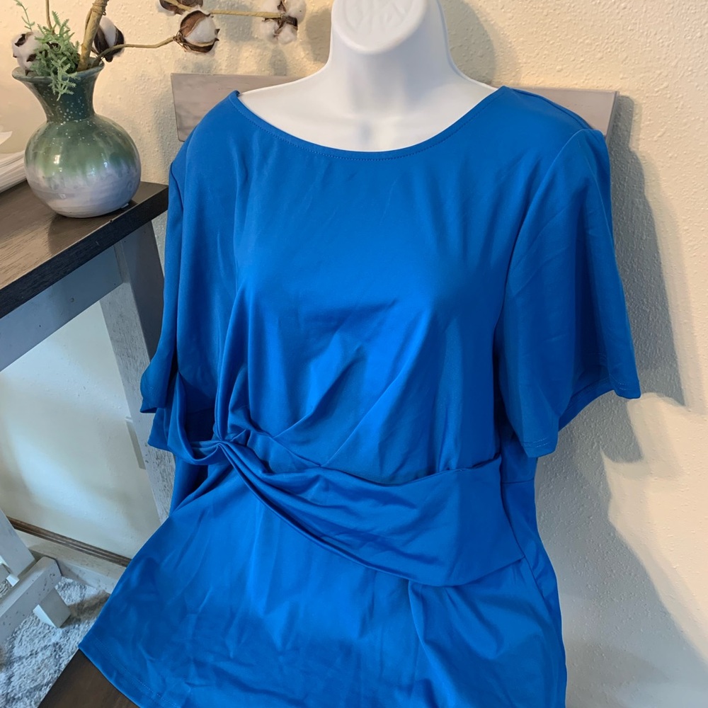 Susan Graver Vibrant Blue Blouse